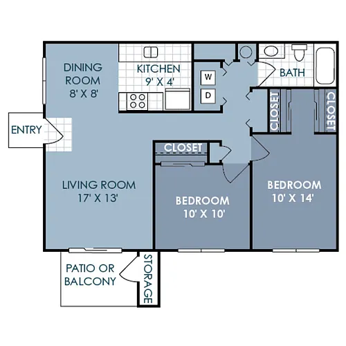 Floor plan 2 Bedroom 1 Bathroom B