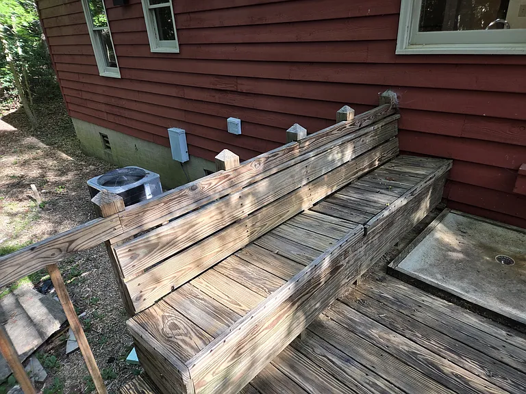 Bench with storage on deck
