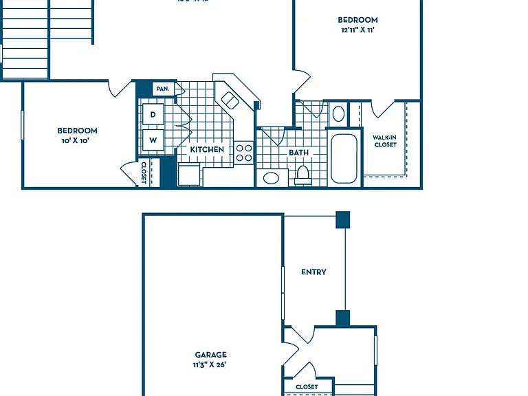2 Bedroom | 1 Bath | 975 SF | Attached Garage 2 Bedroom | 1 Bath | 975 SF | Attached Garage