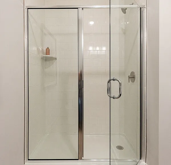 Hickory Model Primary Bathroom with Standalone Glass Shower