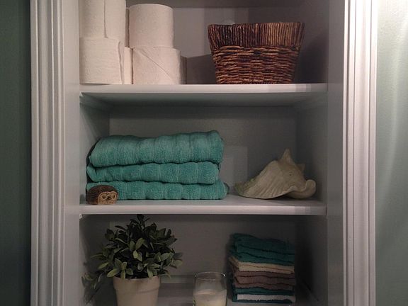 Towels and toiletries in all three bathrooms
