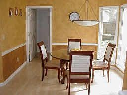 Close-up of breakfast area with bay window