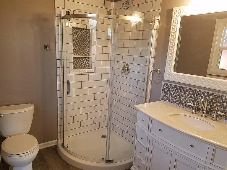 Master bath with tiled shower