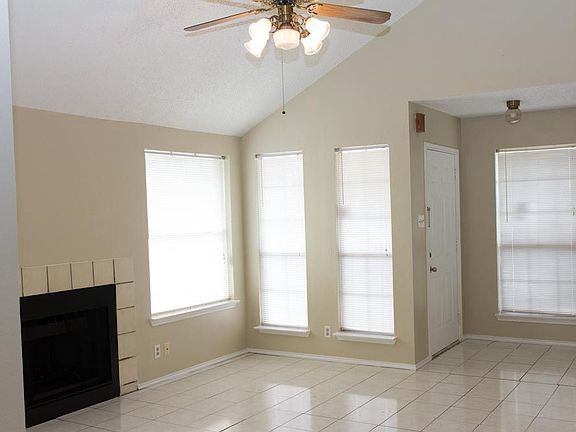 tile floors, vaulted ceiling