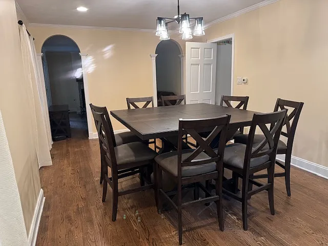 Dining room view towards living room