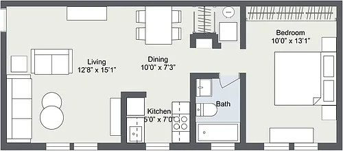 Floor plan Oakridge 1 Bedroom 1 Bath