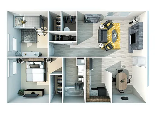 Floor plan 2 Bedroom, 1 Bath A