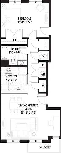 Floor plan Villas One Bedroom with Alcove