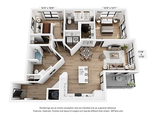 Floor plan B4: 2 Bed 2 Bath