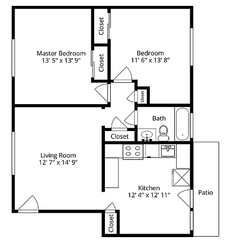 Floor plan 2BED 1BATH