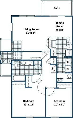 Floor plan Lakeside 2 Bedroom 1st Floor