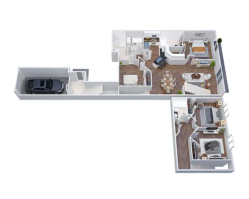 Floor plan D1 - (Garage Included with Rent)