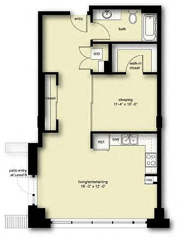 Floor plan Nolo 1 Open 1 Bath BN3