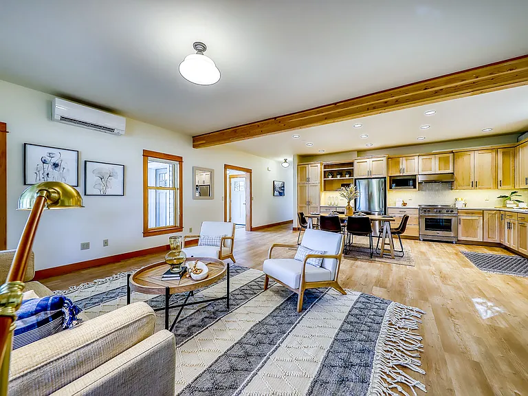 Great Room: Living Room looking to kitchen and dining area