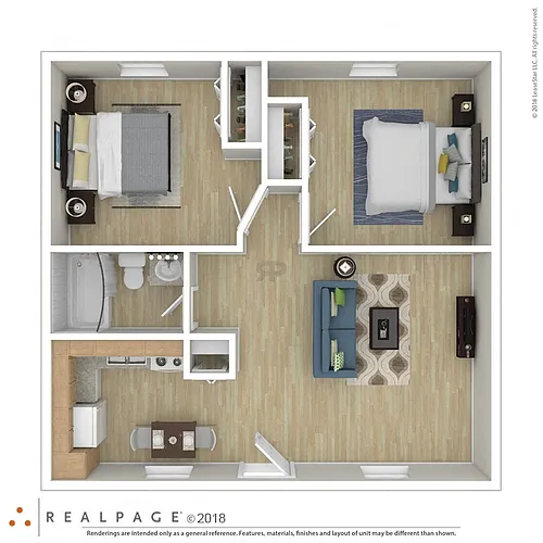 Floor plan Two Bedroom, One Bathroom (Legacy)