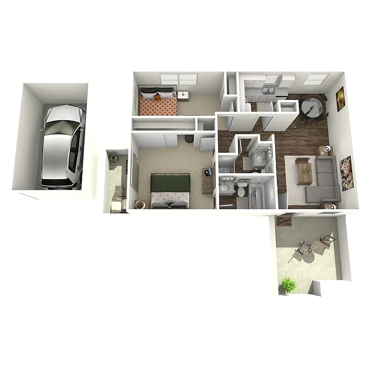 Floor plan 2 bedroom 2 bath upstairs