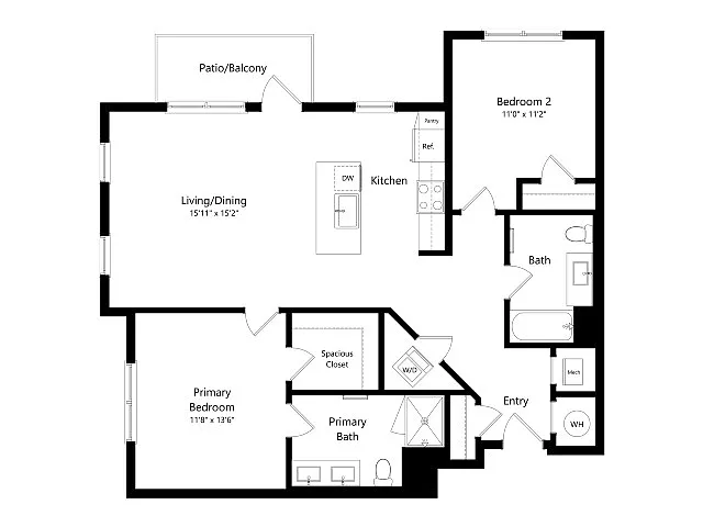 Floor plan B4 | 2 Bed | 2 Bath