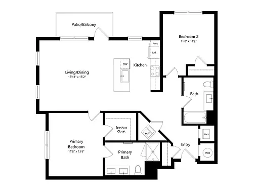 Floor plan B4 | 2 Bed | 2 Bath