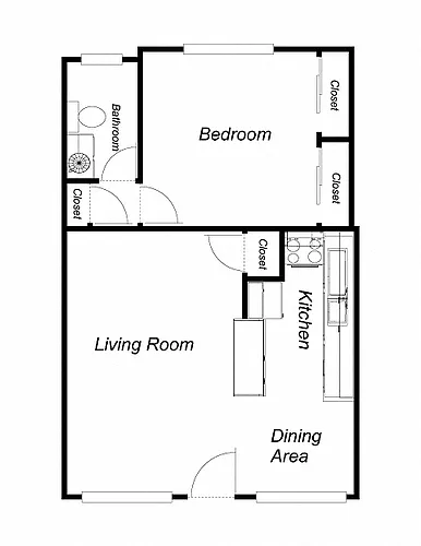 Floor plan 1-Bedroom, 1-Bathroom
