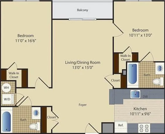Two Bedroom Two Bath (969 SF) Two Bedroom Two Bath (969 SF)