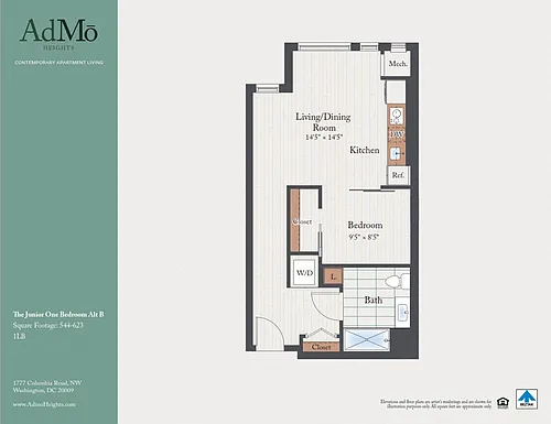 Floor plan The Junior One Bedroom Alt B