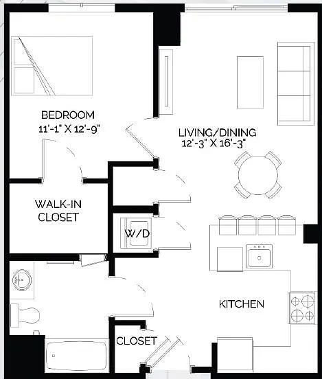 1-P floor plan West of Chestnut
