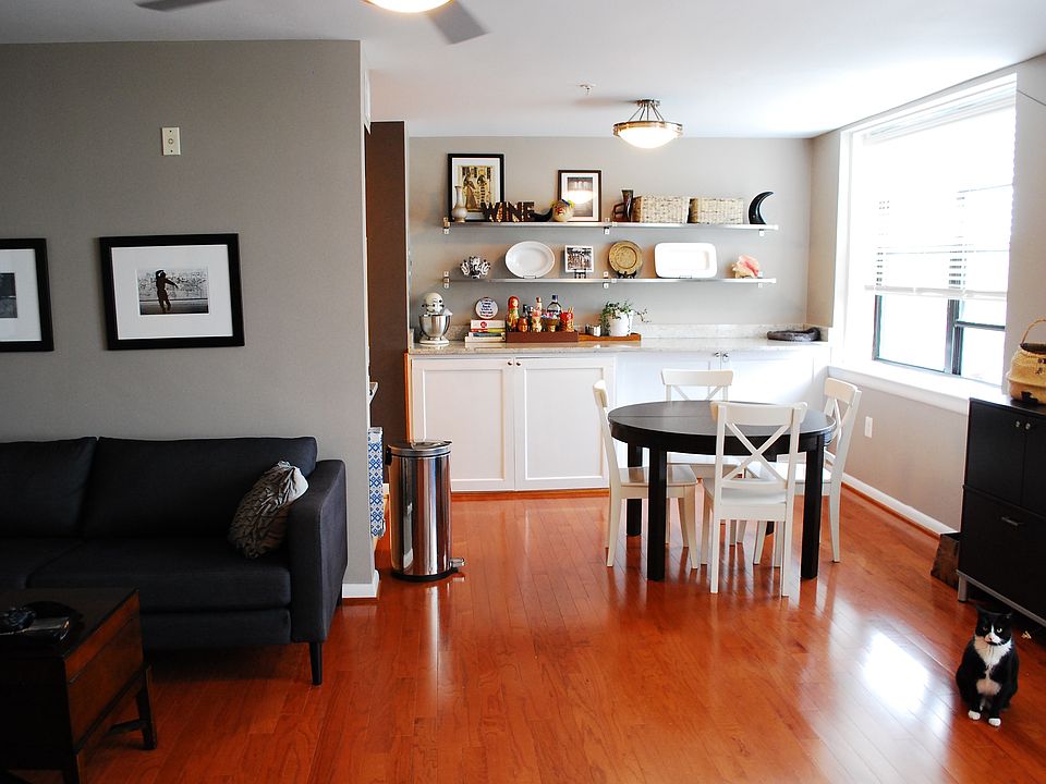 Built in shelves plus cabinets for storage