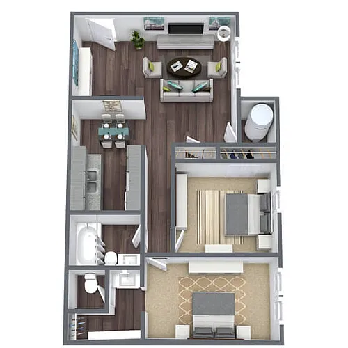 Floor plan B1: 2 Bed 1 Bath