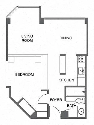 Floor plan Jr. 1 Bed, 1 Bath