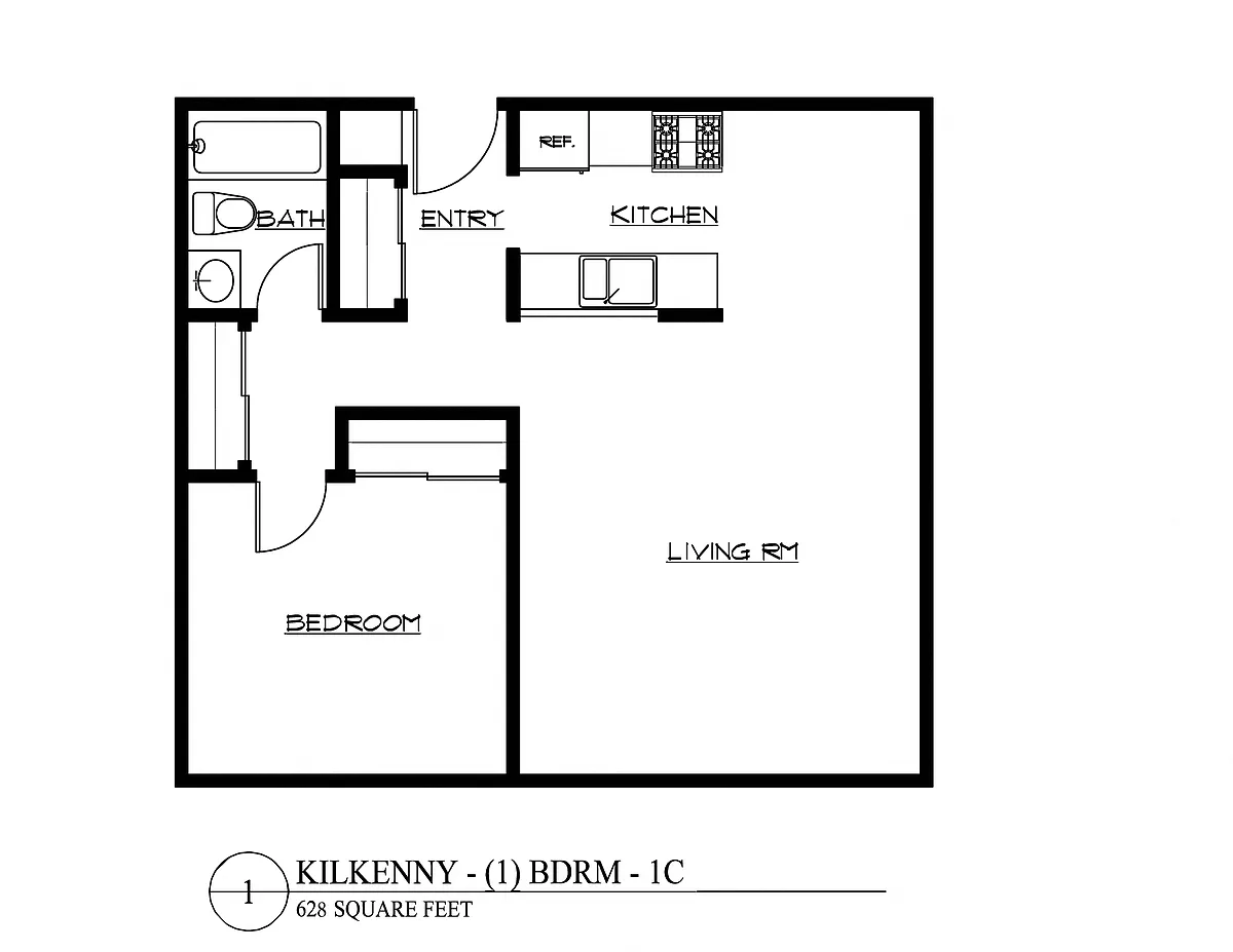 Floor plan One Bedroom 1C