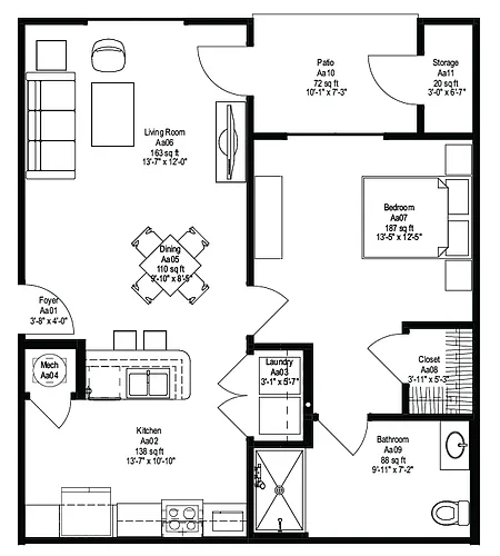 Floor plan 1 Bedroom