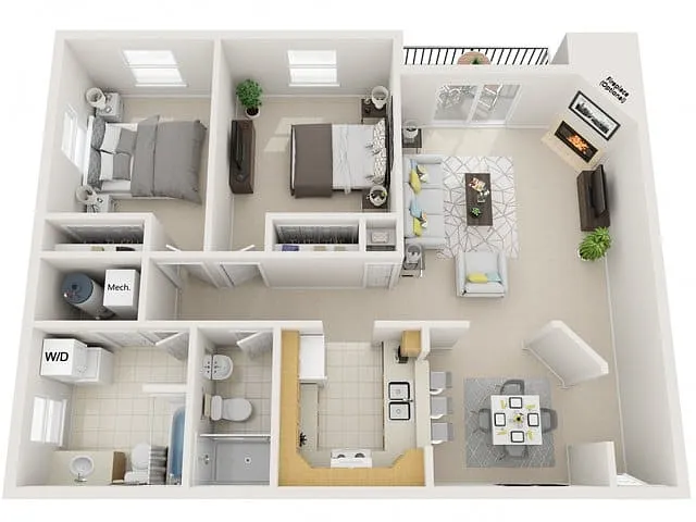 Floor plan 2 Bedroom Two Bath Deluxe