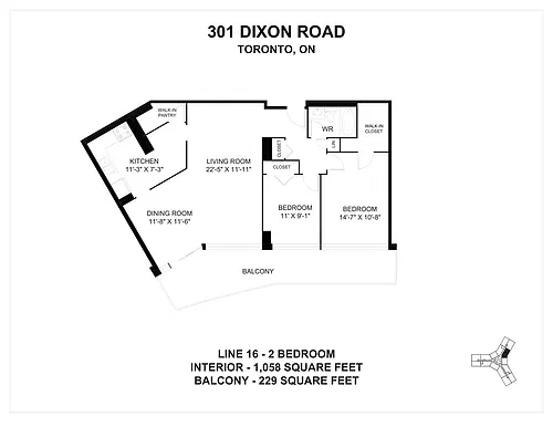 Floor plan 2 Bedroom 2 Bed 1 Bath 4