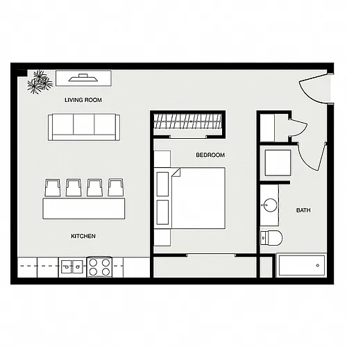 Floor plan 1 Bed 1 Bath