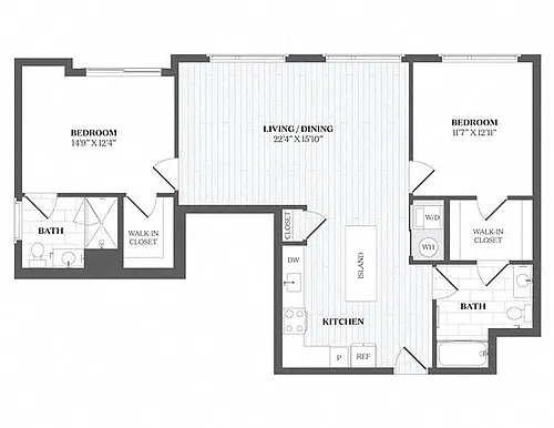 Floor plan 2 Bed/2 Bath-B3 - 29 Audubon Street