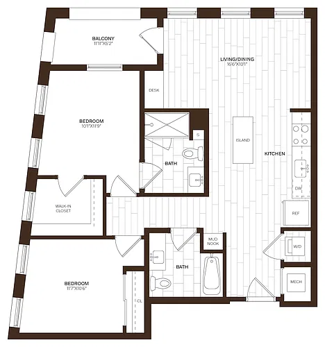 Floor plan 2 Bed/2 Bath-B12