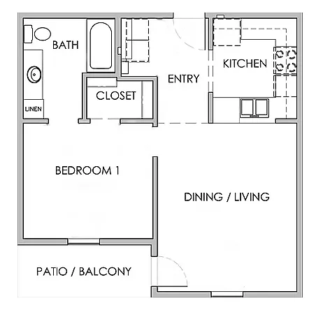 Floor plan 1 Bedroom 1 Bath
