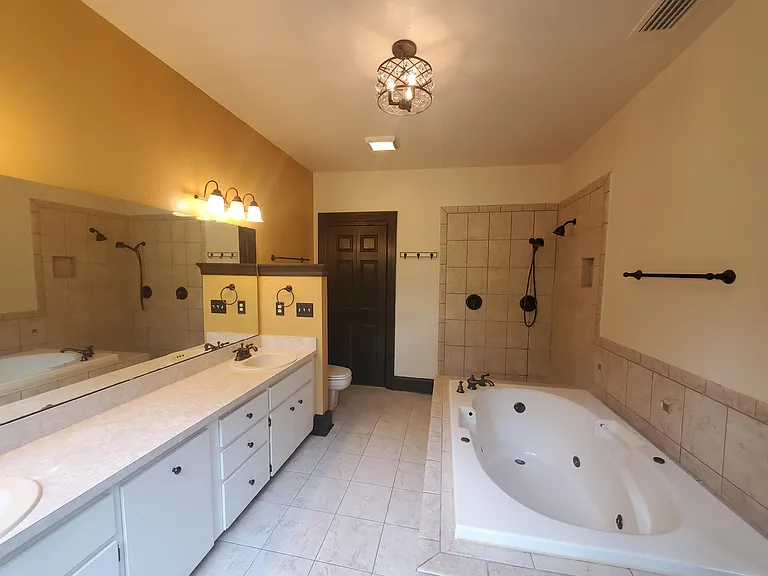 Master Bath with dual shower heads and jacuzzi tub
