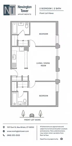Floor plan Standard 2BR - Front Lot View