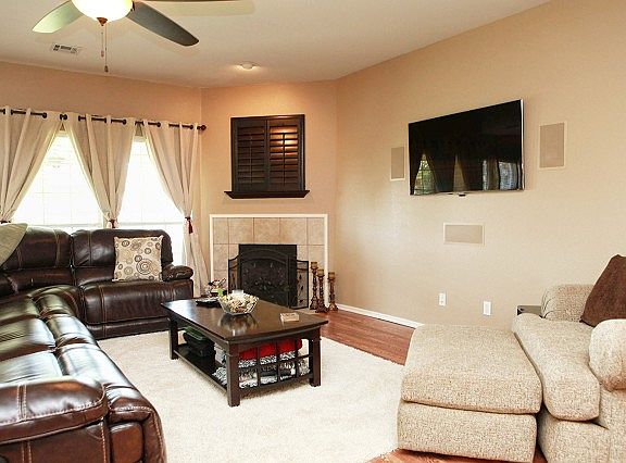 Corner fireplace and surround sound