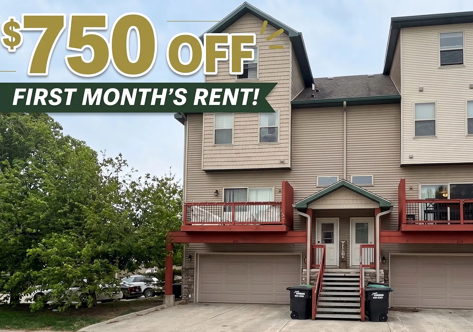 Move-In Special! $750 Off First Month's Rent! Large 3-Bedroom, 3.5-Bathroom Townhome — Photo 1