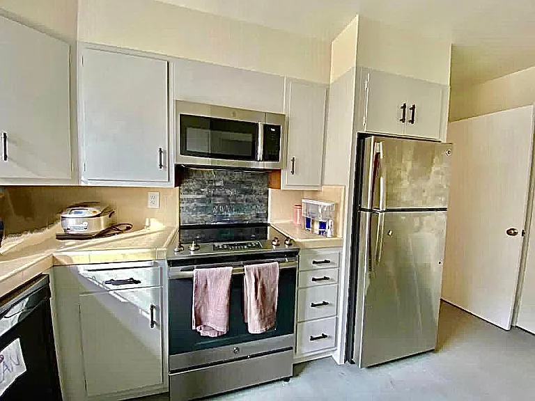 Kitchen with stainless steel appliances