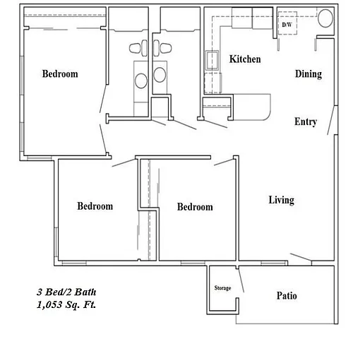 Floor plan 3 Bed 2 Bath