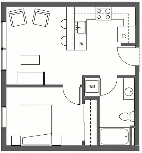 Floor plan One Bedroom - MFTE A6m, A7m, A8m
