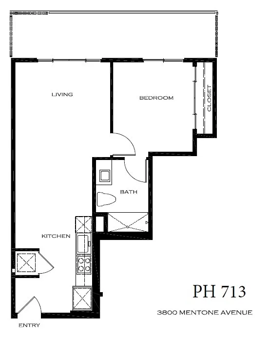 Floor plan Penthouse North-facing 1 Bedroom Balcony