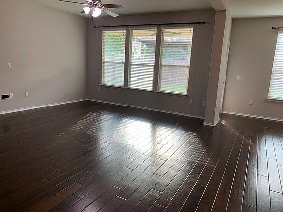 Lots of windows and covered patio in backyard