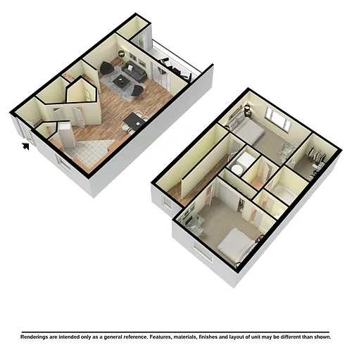 Floor plan 2 Bed Townhome