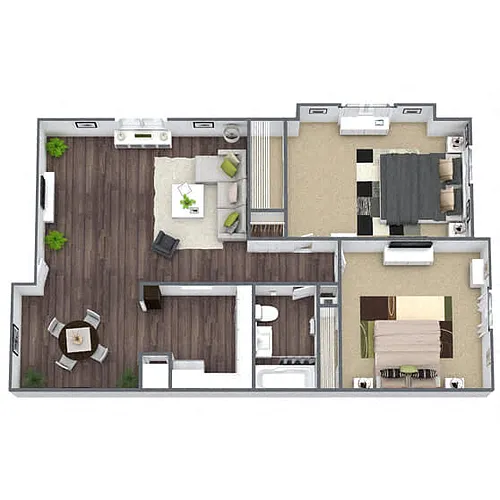 Floor plan B2: 2 Bed 1 Bath