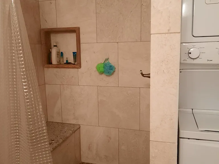 Large walk-in shower.