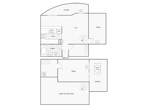 Floor plan Loft Penthouse Two Bedroom Unfurnished